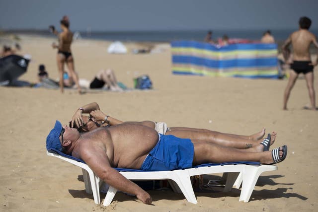 The beach in Margate, as temperatures of more than 38C made it the hottest July day in the UK