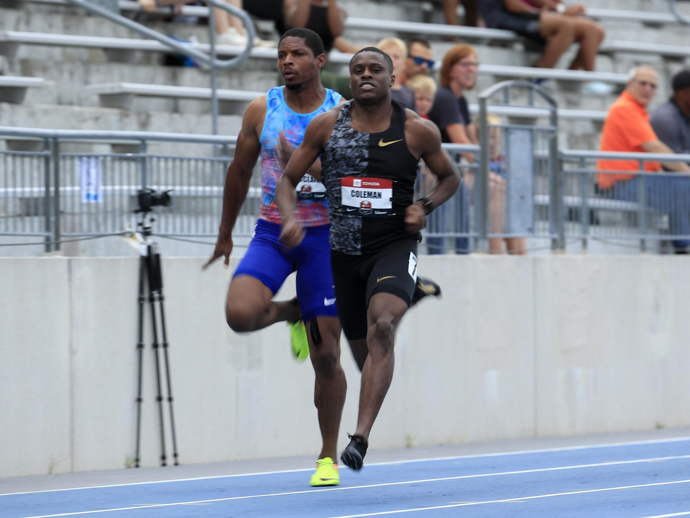 Christian Coleman in action at the US national championships