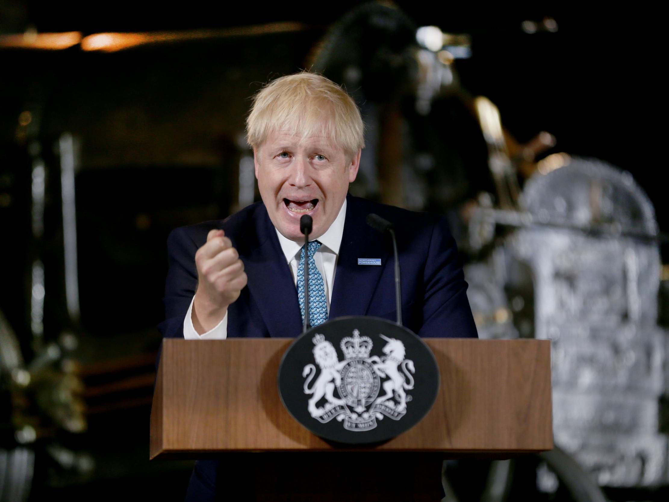 Boris Johnson delivering his ‘northern powerhouse’ speech