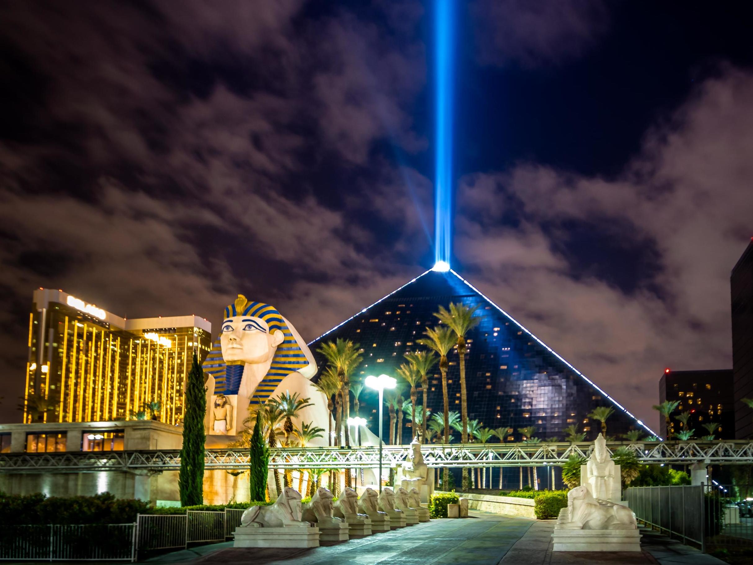 Swarm of grasshoppers has invaded Las Vegas, drawn to huge beam of light emanating from Ancient Egypt-themed Luxor Hotel