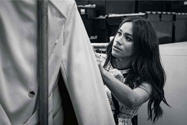 The Duchess of Sussex, patron of Smart Works, in the workroom of the Smart Works London office