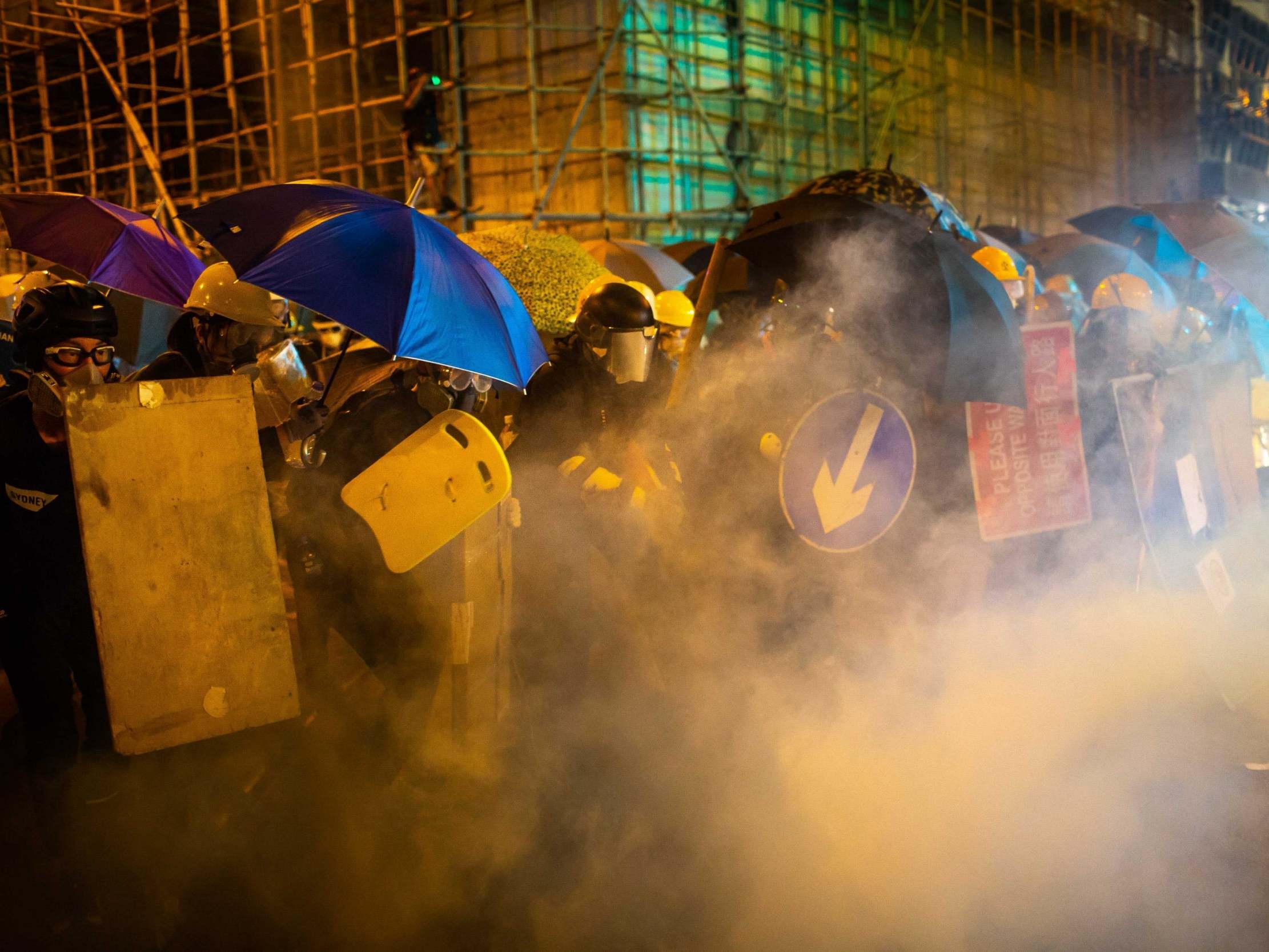Police fired tear gas at demonstrators for the second day in a row as Hong Kong's democracy protests turned violent again