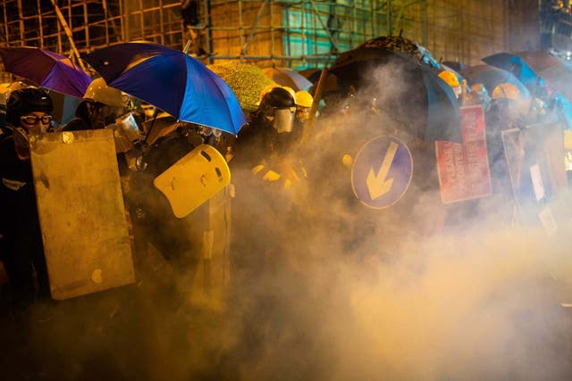 Police fired tear gas at demonstrators for the second day in a row as Hong Kong's democracy protests turned violent again