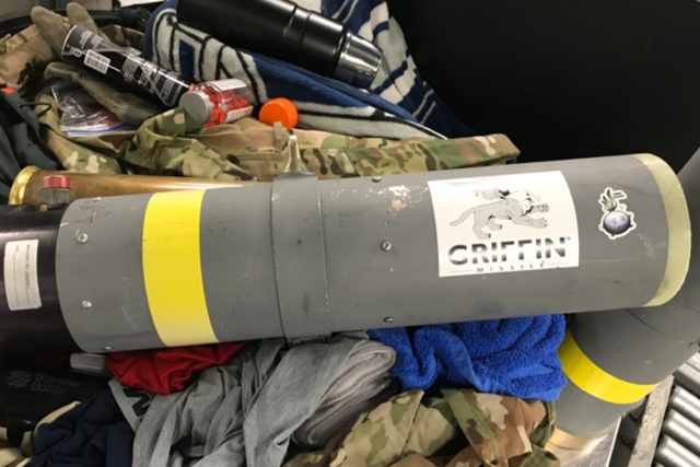 A missile launcher was confiscated from a passenger's check-in luggage in Maryland, US