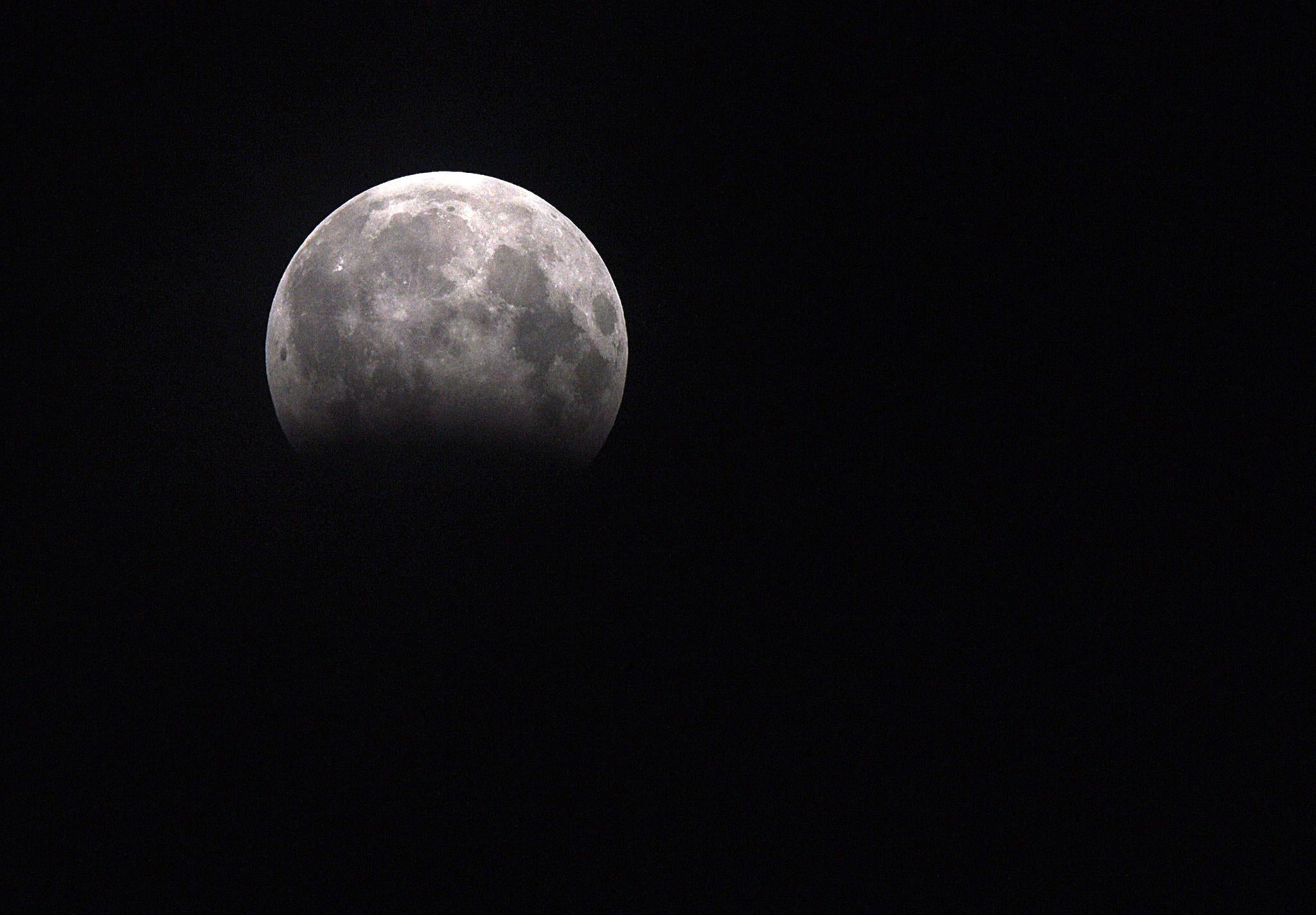 This photograph shows a partial Lunar eclipse as seen from the southern Indian city of Chennai