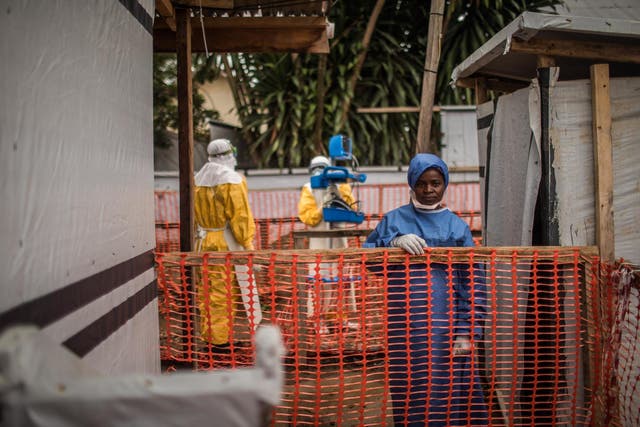 Ebola survivor Kahindo Kamala works at the Ebola Treatment Center at Beni Hospital in the Democratic Republic of Congo