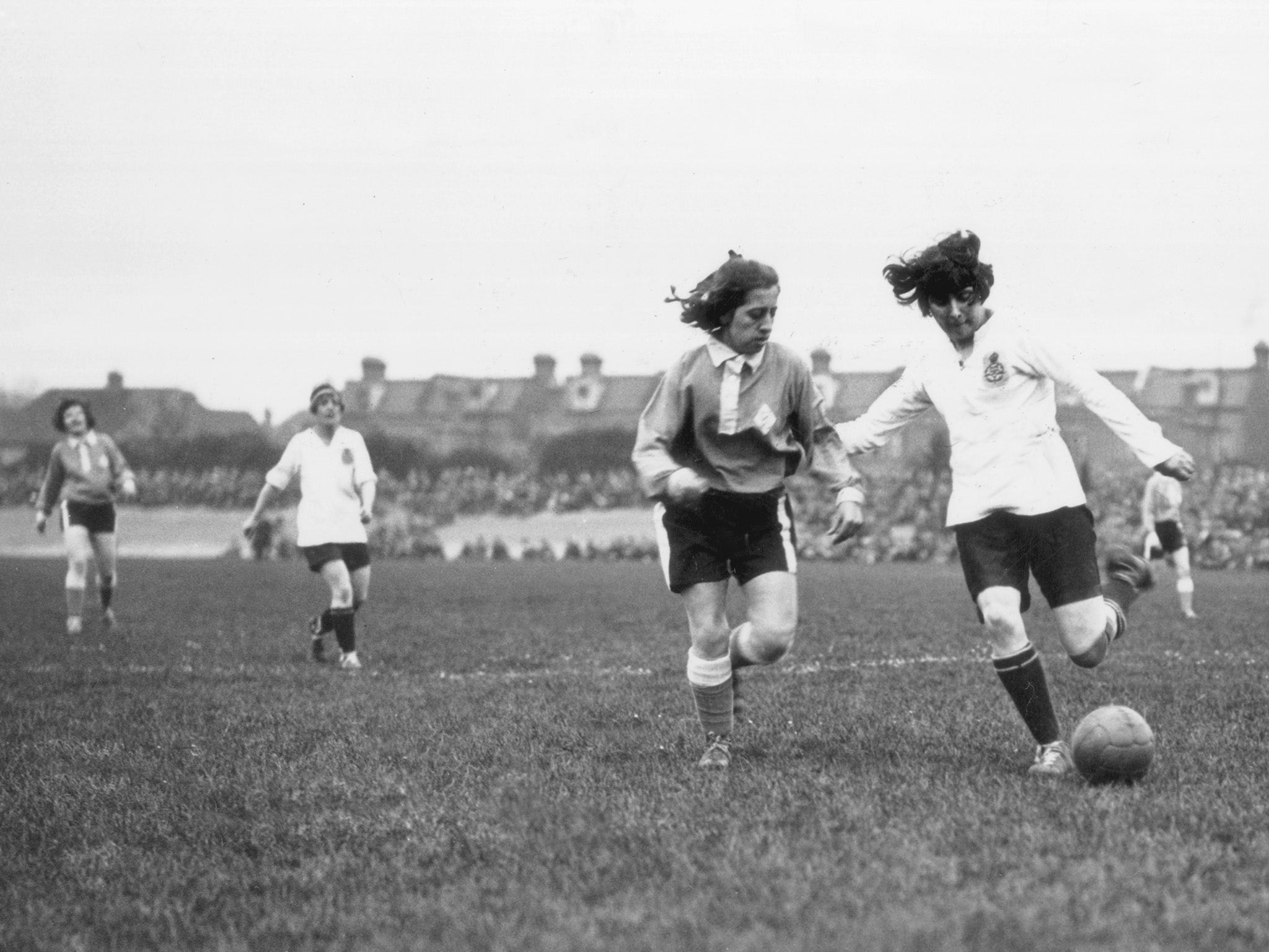 Dick, Kerr Ladies, representing England, take on France at Herne Hill, London, in 1925