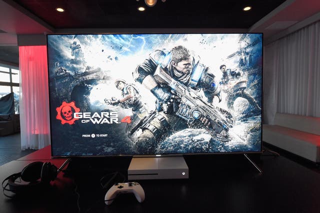 Xbox console & Gears Of War 4 game on display at the Xbox & Gears Of War 4 Miami Launch Event