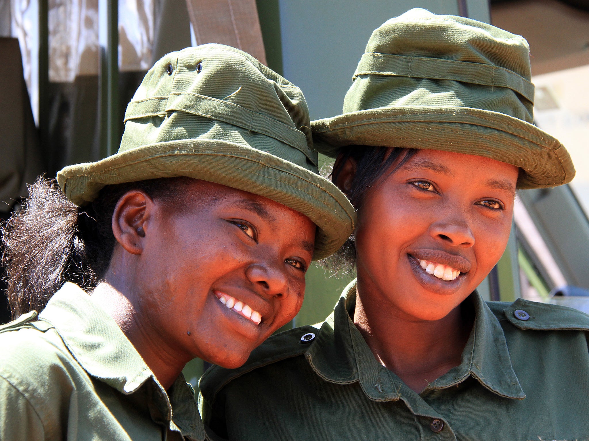 Purity Lakara and Eunice Peneti, two Maasai women who’ve joined Team Lioness, the first all-female rangers’ group in Tsavo