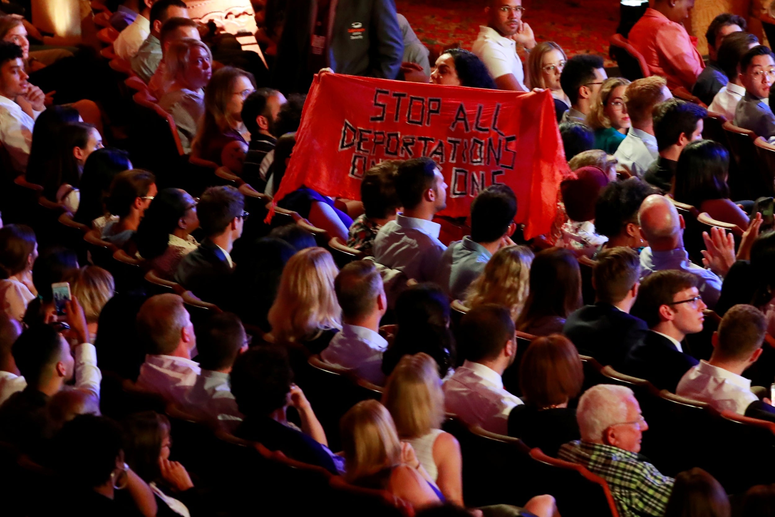 Protesters at the Democratic debate in Detroit