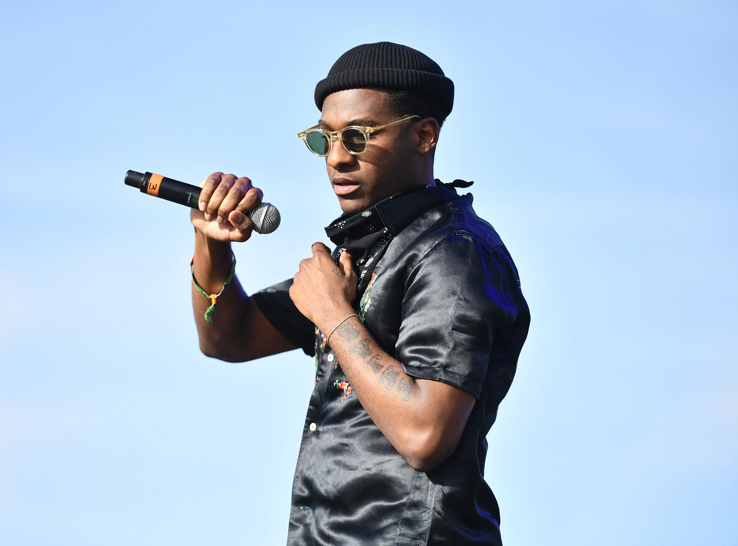 Singer Leon Bridges performs as a special guest on the Outdoor stage during week 1, day 3 of the Coachella Valley Music and Arts Festival on April 15, 2018 in Indio, California.