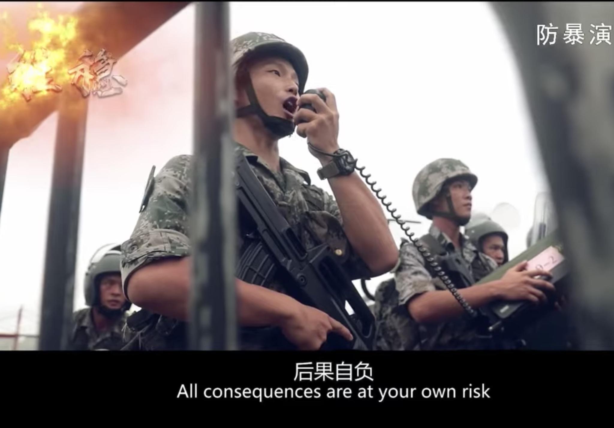 Video released by China's People's Liberation Army shows its Hong Kong garrison in action