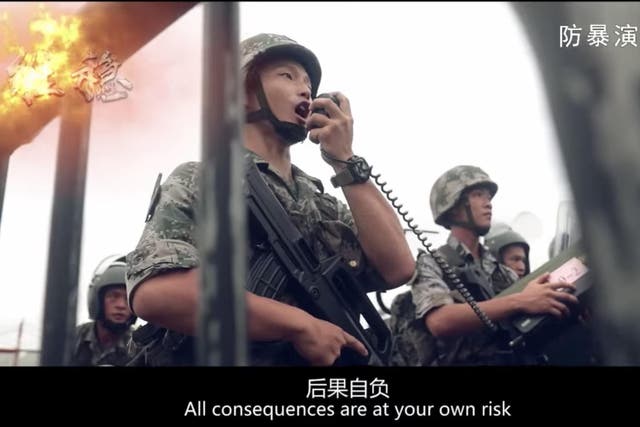 Video released by China's People's Liberation Army shows its Hong Kong garrison in action