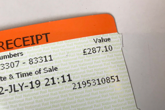 A passenger shared a picture of his £287 return train ticket