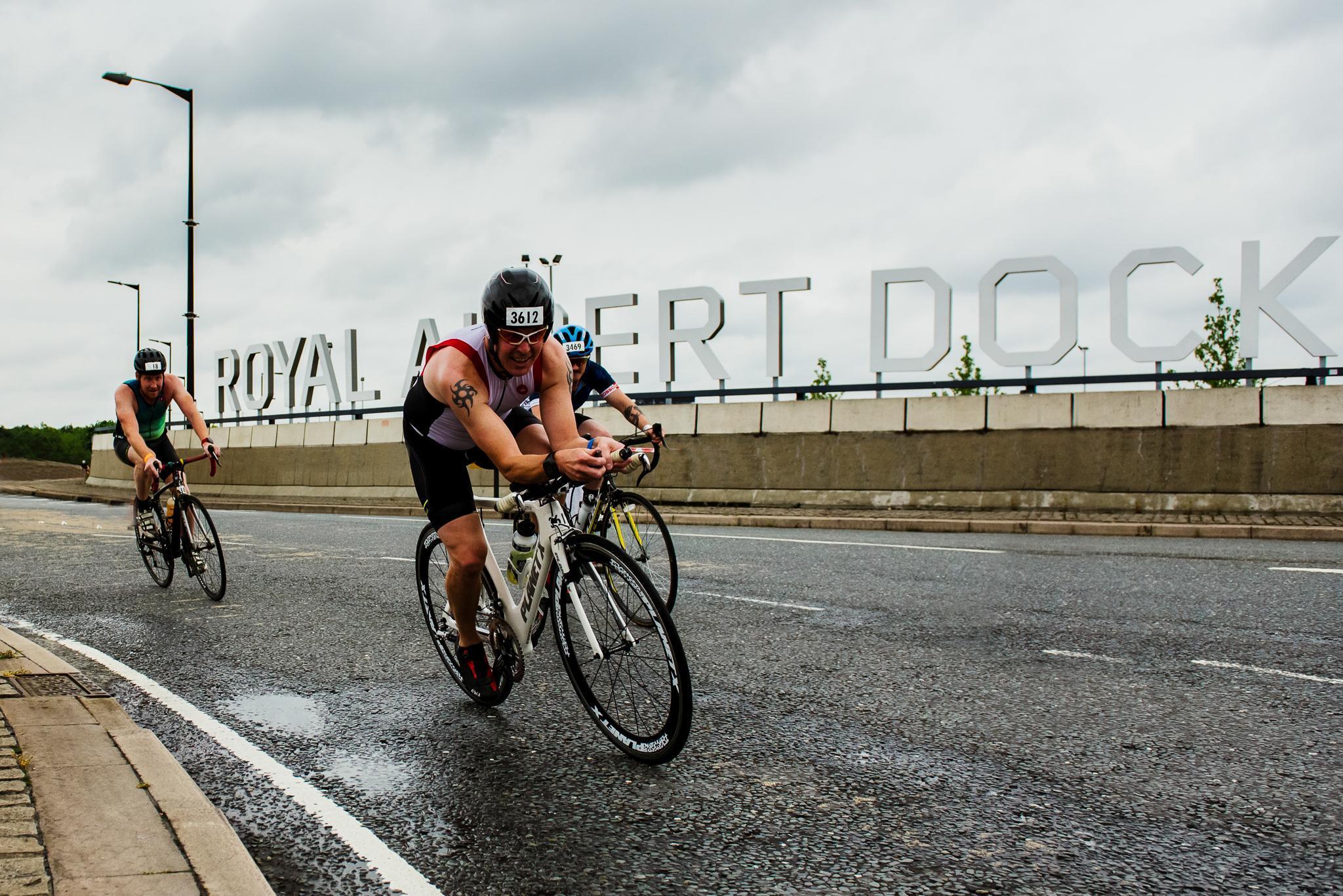 Cyclists whizz past each other during the second leg of the race