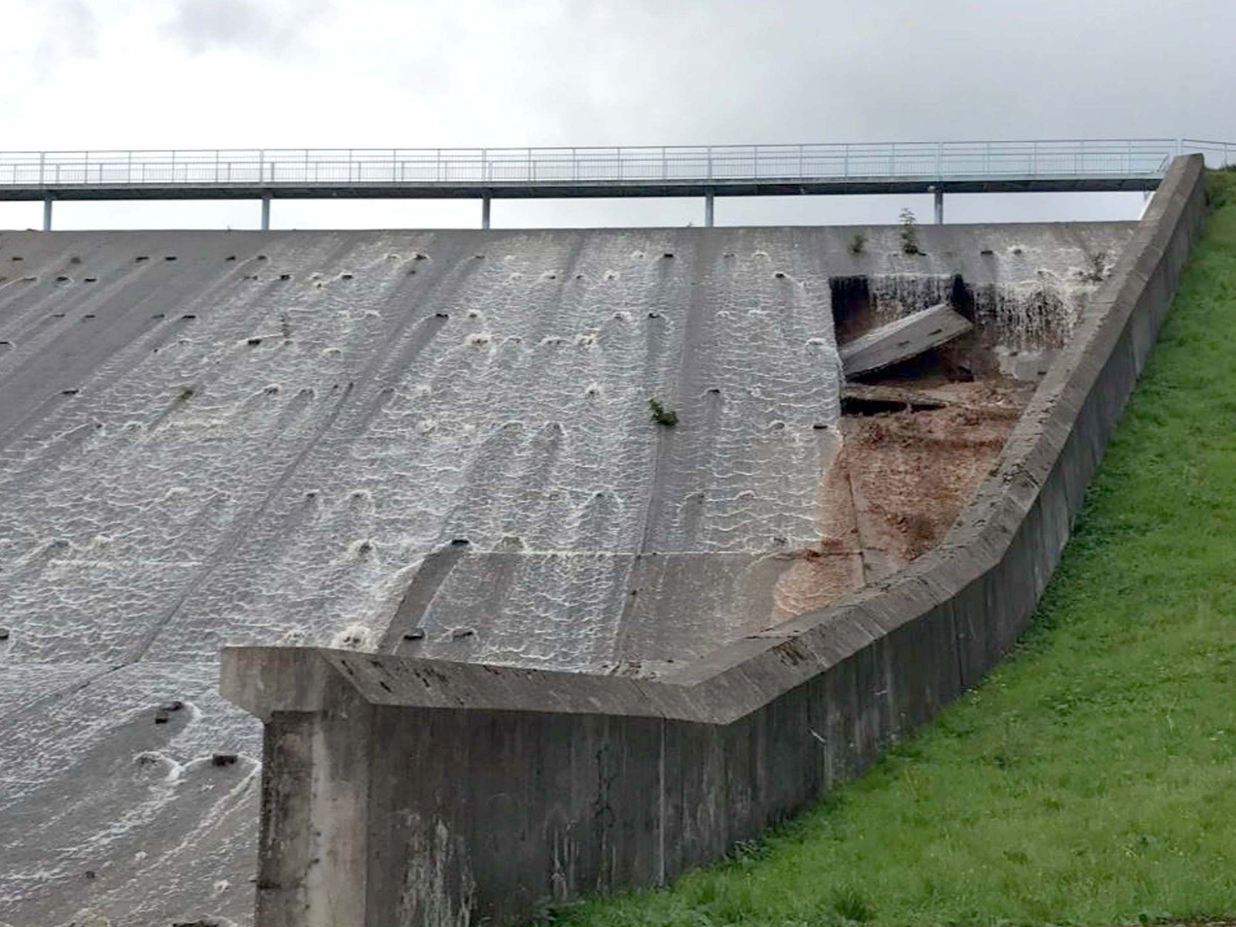 Heavy rainfall caused damage to the Dam Wall at Toddbrook Reservoir