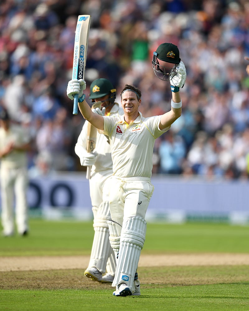 Smith celebrates his century at Edgbaston