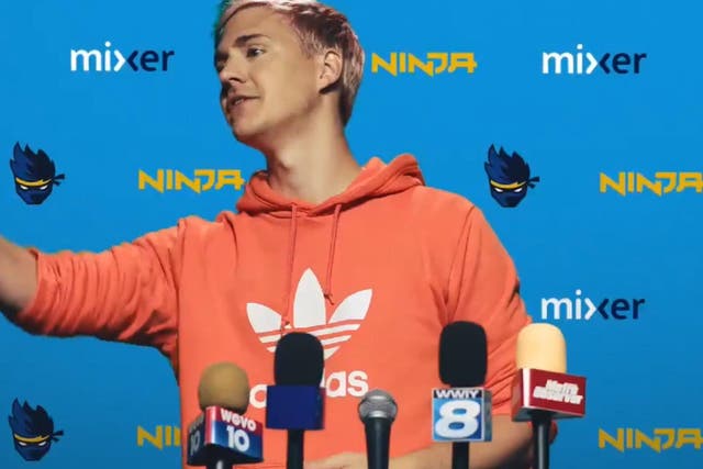 Ninja revealed the switch from Twitch to Mixer at a fake press conference