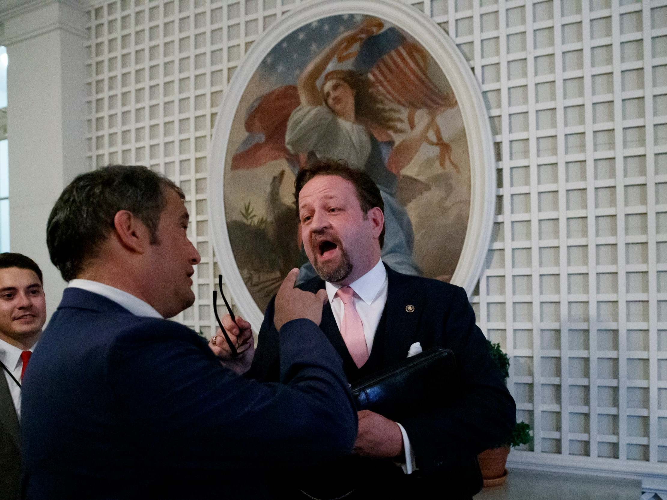 Radio host Sebastian Gorka speaks with Playboy's Brian Karem after Donald Trump spoke about the 2020 census