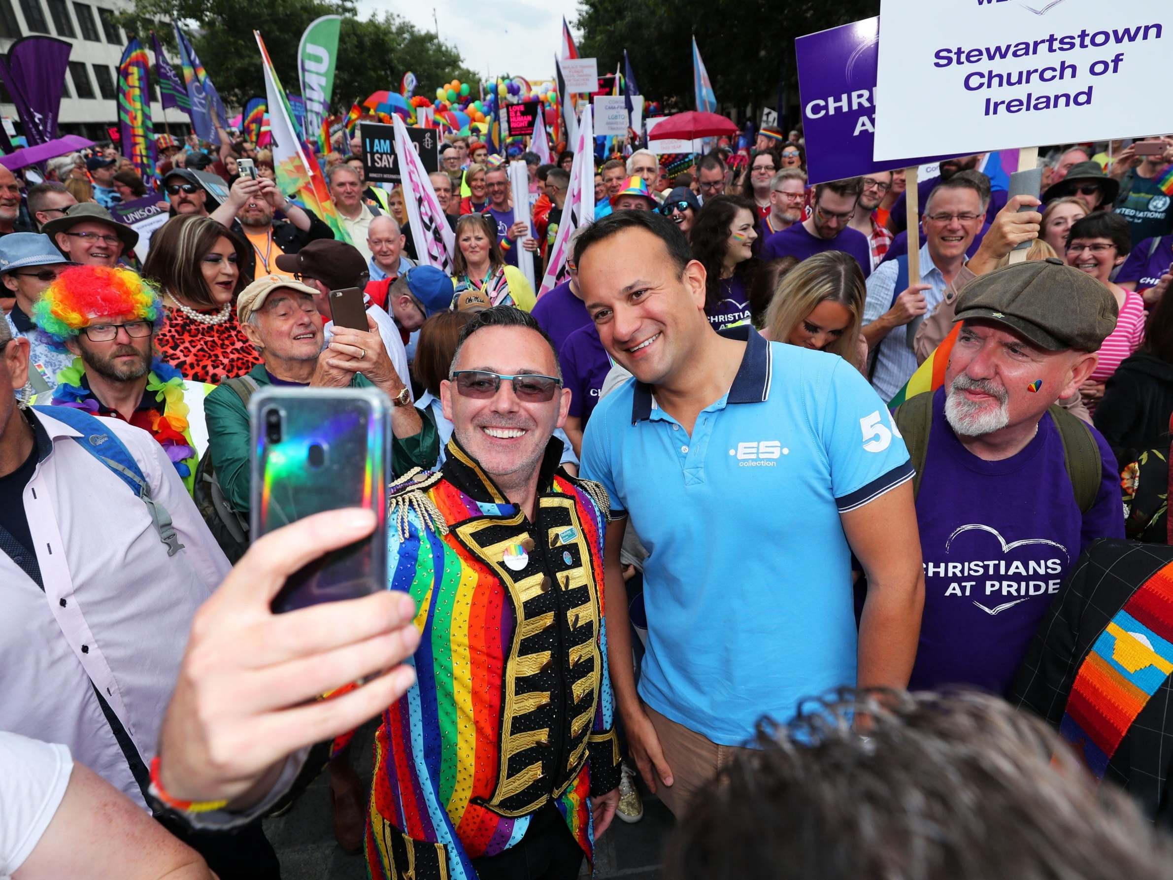 Belfast Pride: Irish leader Leo Varadkar takes part in LGBT+ march
