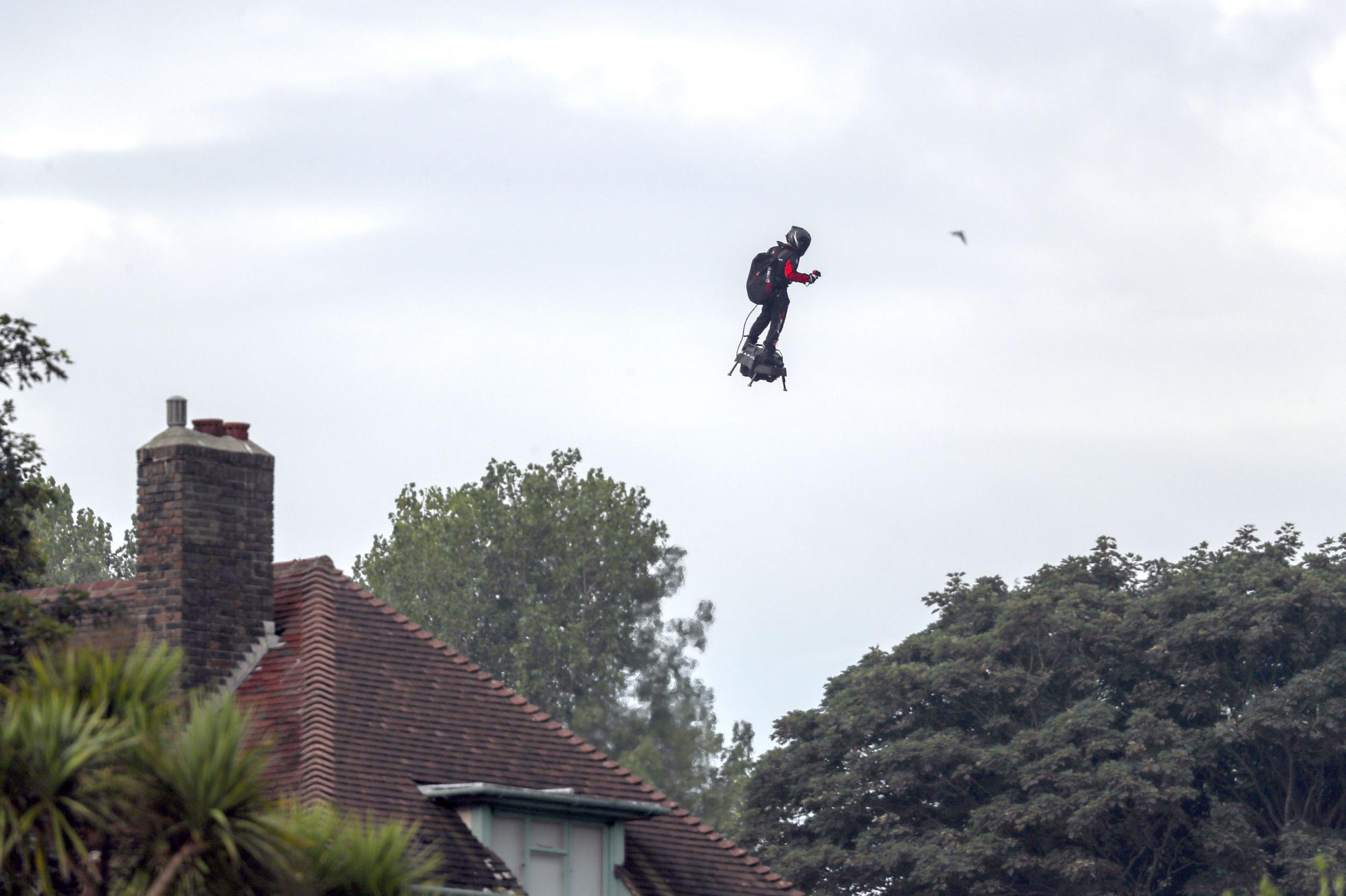 Franky Zapata prepares to land near St Margaret’s beach, Dover after crossing the English Channel
