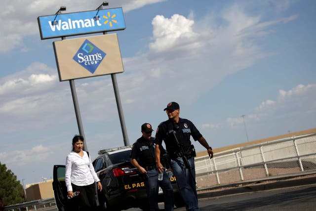 Police is seen after a mass shooting at a Walmart in El Paso, Texas