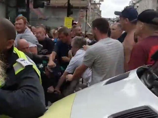 Footage showing an attack on a police medic during the protest