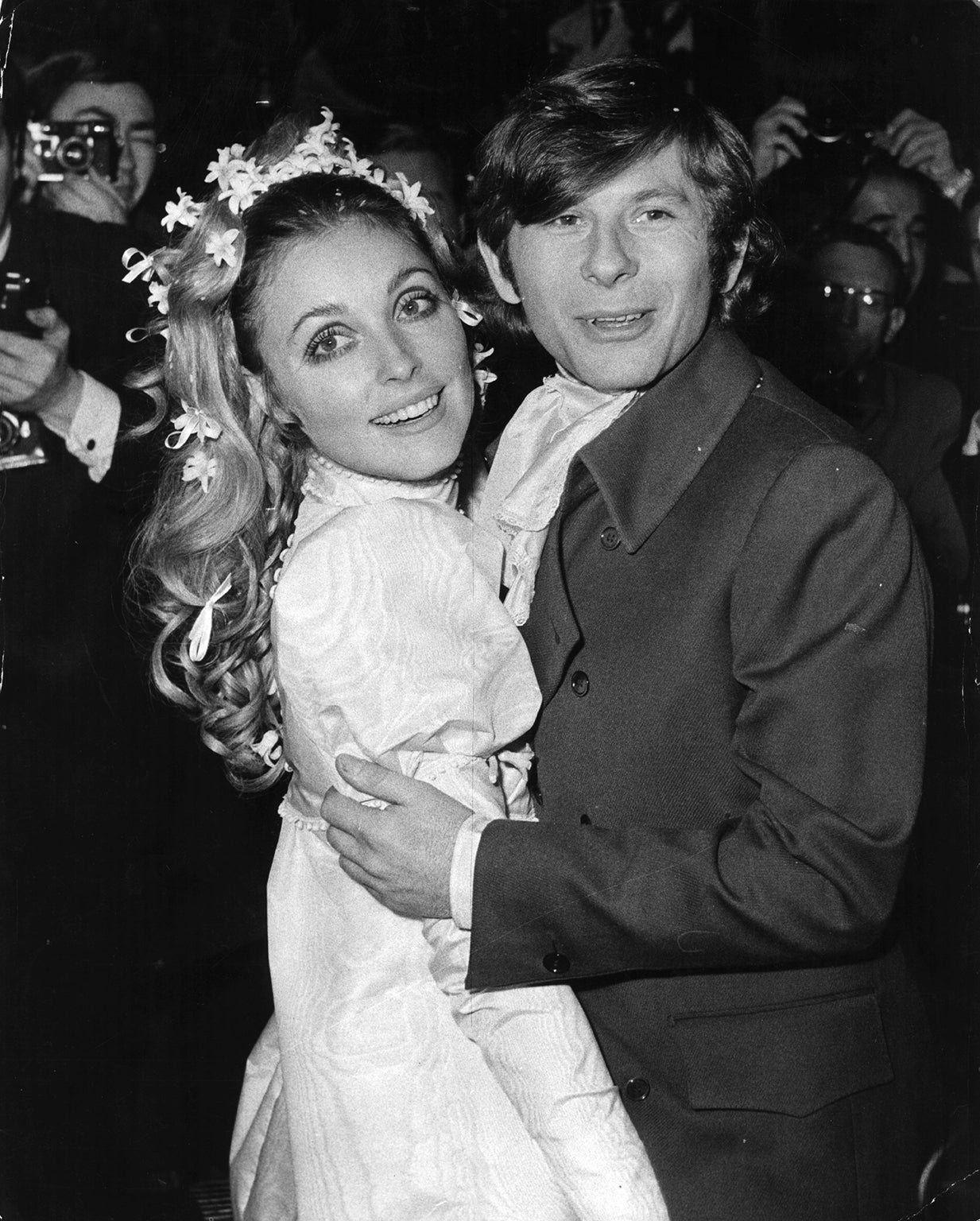 Sharon Tate at her wedding with Roman Polanski
