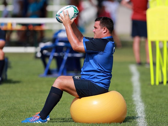 The hooker practices his lineout throwing technique at England's training camp in Treviso