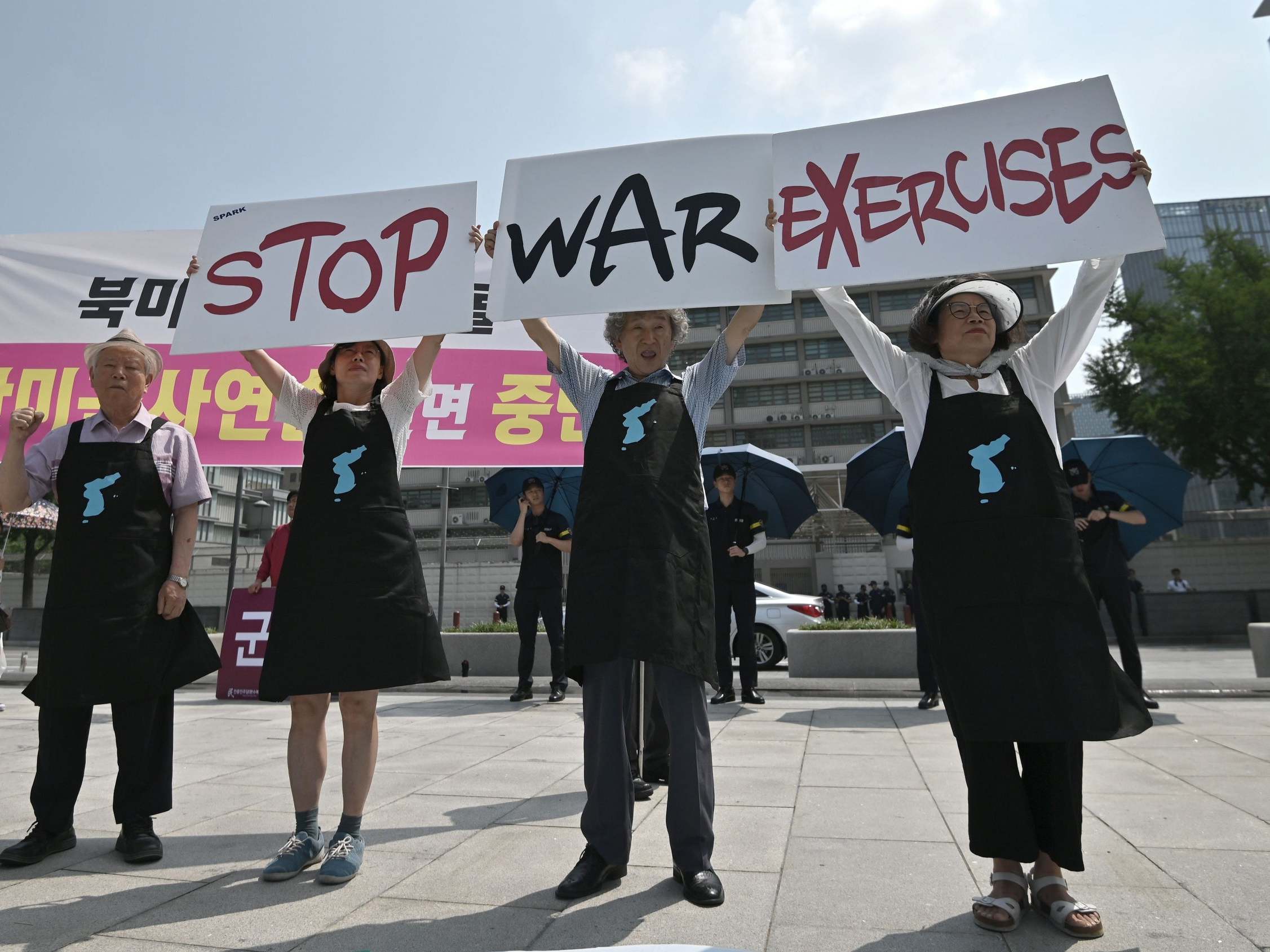 Anti-war activists protest in Seoul against planned US-South Korea military exercises