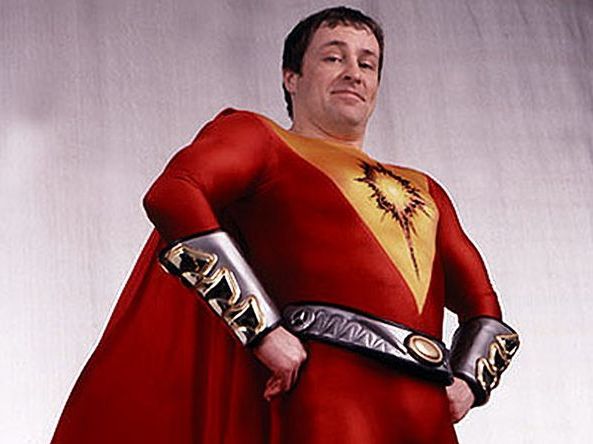 The actor also starred as a dimwit superhero Thermoman from another planet in BBC’s ‘My Hero’