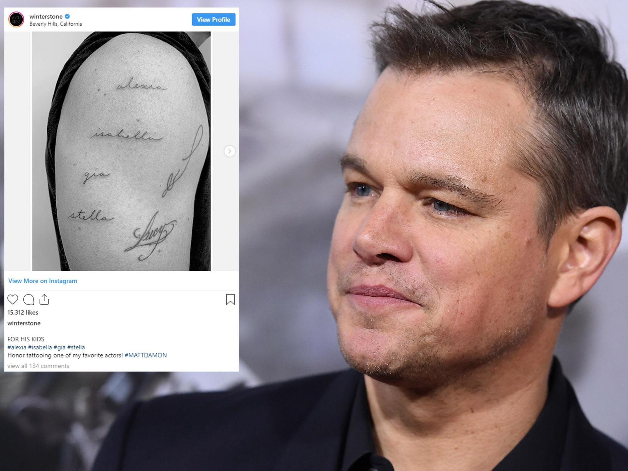 Matt Damon reveals four new tattoos in honor of his ...