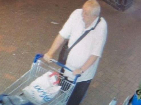Peter Atkins seen on CCTV at a Royston branch of Tesco