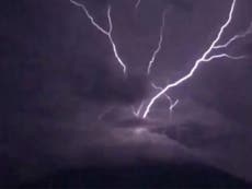 Lightning strikes upwards on Guatemala mountain in stunning video