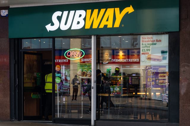 The entrance to the Subway sandwich store