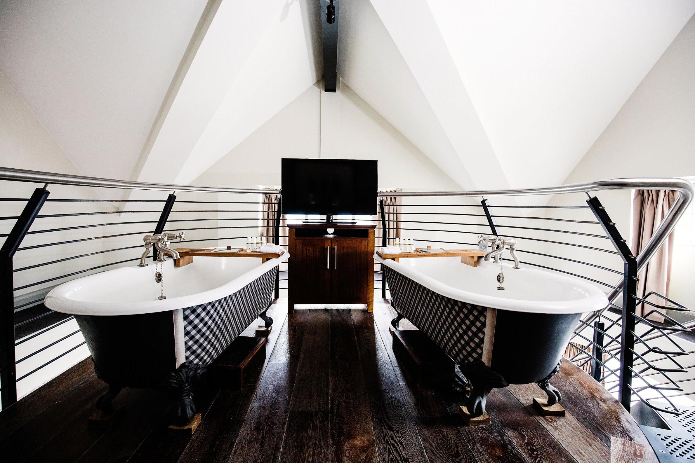 Tub time for two in a Large Open Plan Suite at Hotel du Vin