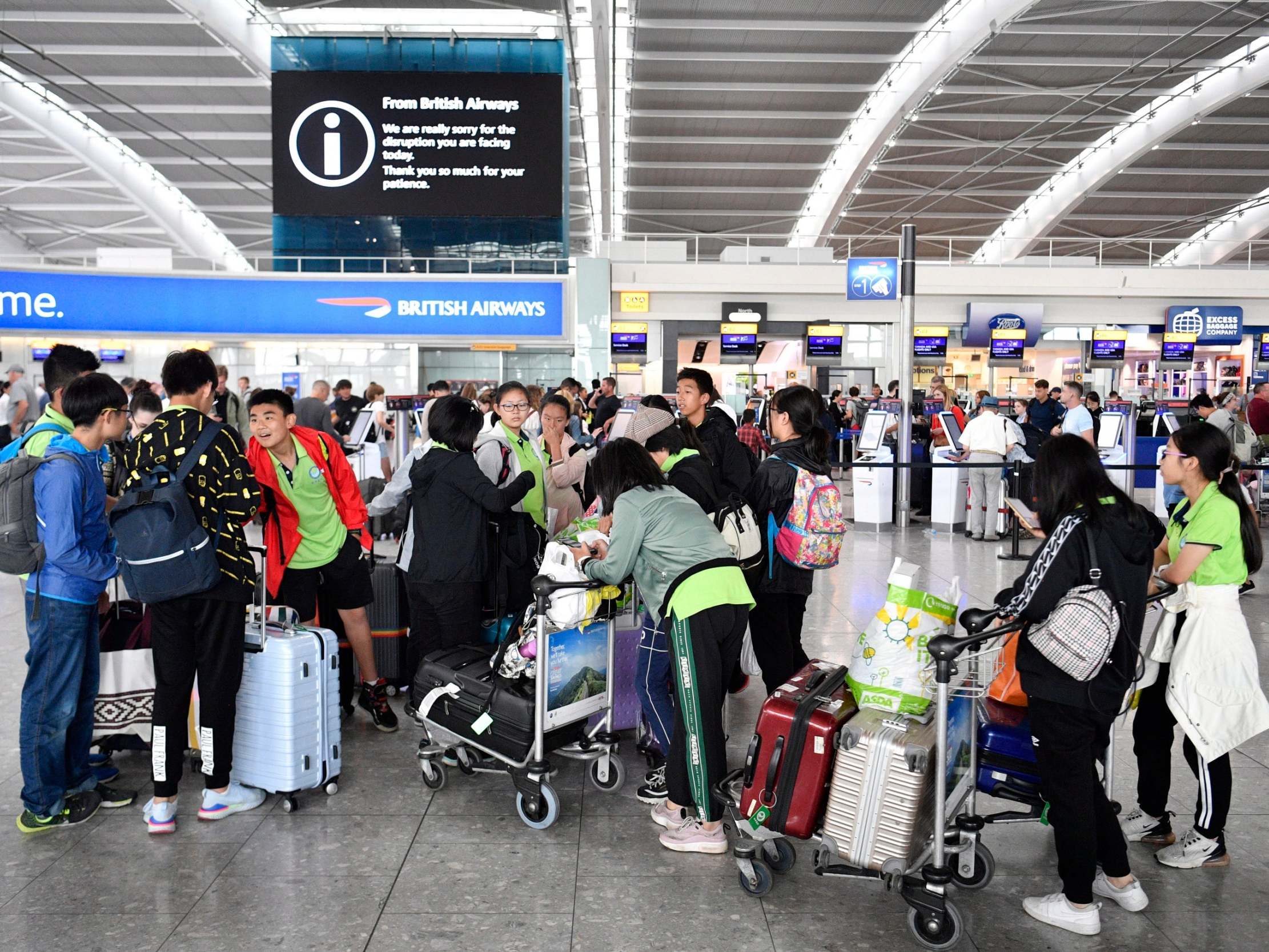 Late news: some of the 25,000 BA passengers at Heathrow whose flights were cancelled or heavily delayed