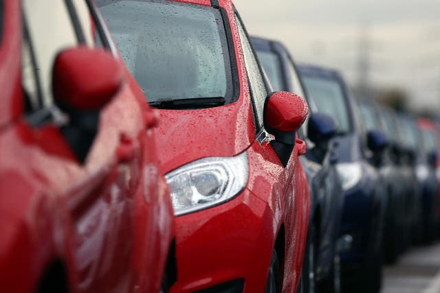 Cars are prepared for distribution at a Ford factory on January 13, 2015 in Dagenham, England.