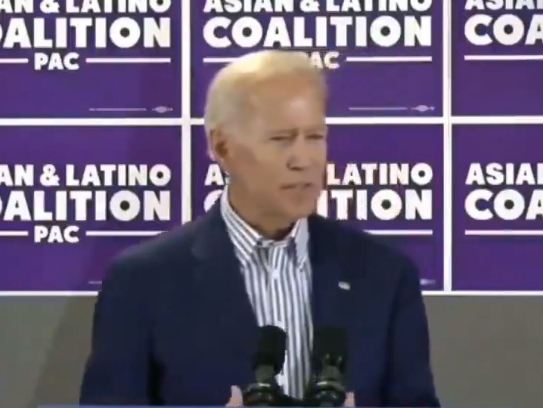 Joe Biden was speaking at an event in Iowa