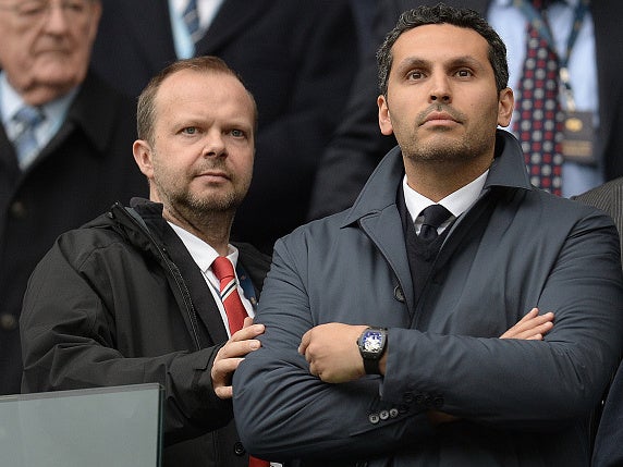 Manchester United's executive vice-chairman Ed Woodward and Manchester City chairman Khaldoon al-Mubarak