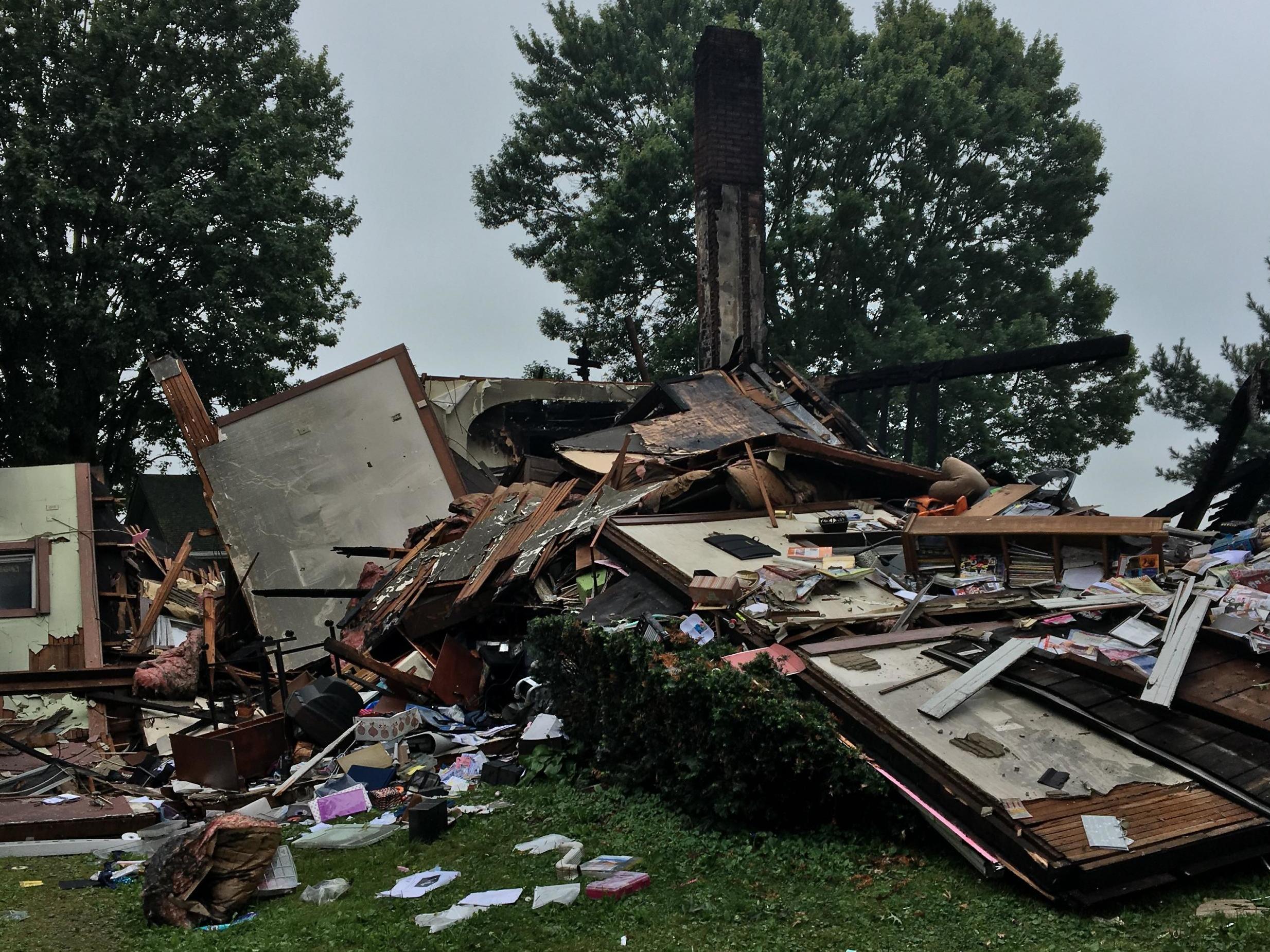 The house in Wayne County, Ohio, was destroyed by the blast and fire on 7 July