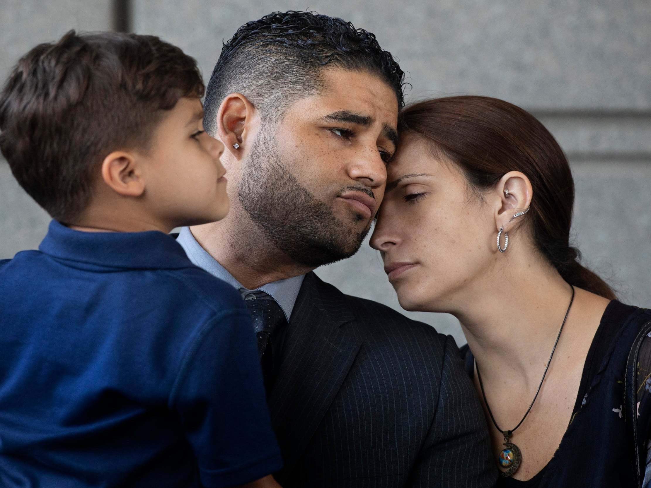 Juan and Marissa Rodriguez with son Tristan leaving Bronx Criminal Court in New York on Thursday