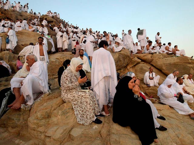 Muslims pray at Mount Arafat during Hajj pilgrimage