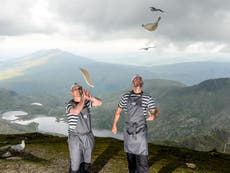 Foodies throw pizza dough at top of Mount Snowdon for cancer sufferers