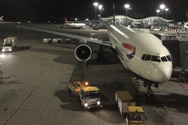 Cleared for departure: British Airways flight BA28 which flew from Hong Kong on Monday night