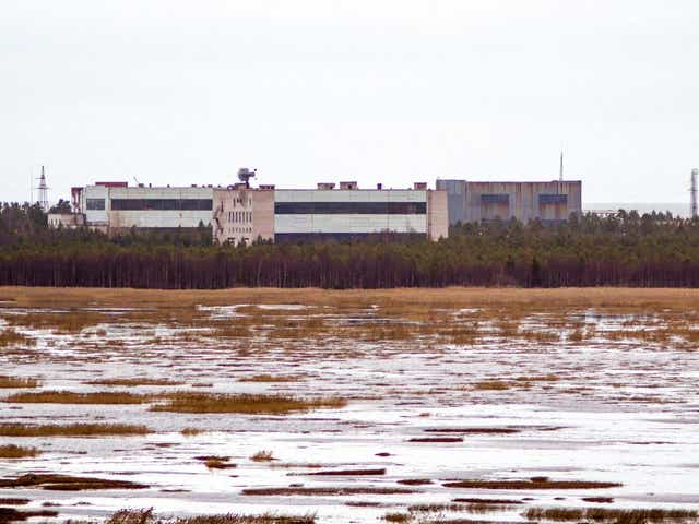 Buildings at a military base in the small town of Nyonoska