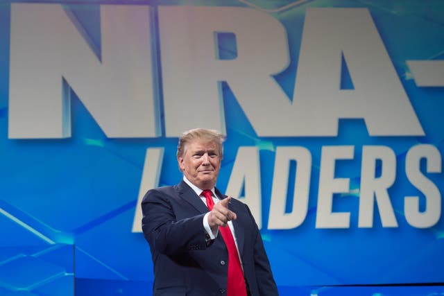 President Donald Trump speaks during the National Rifle Association Annual Meeting