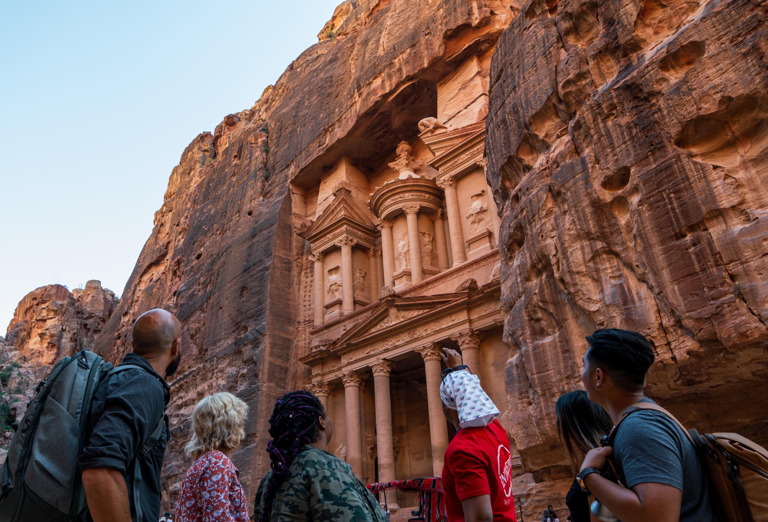 The rose-hued Treasury at Petra, carved into sandstone