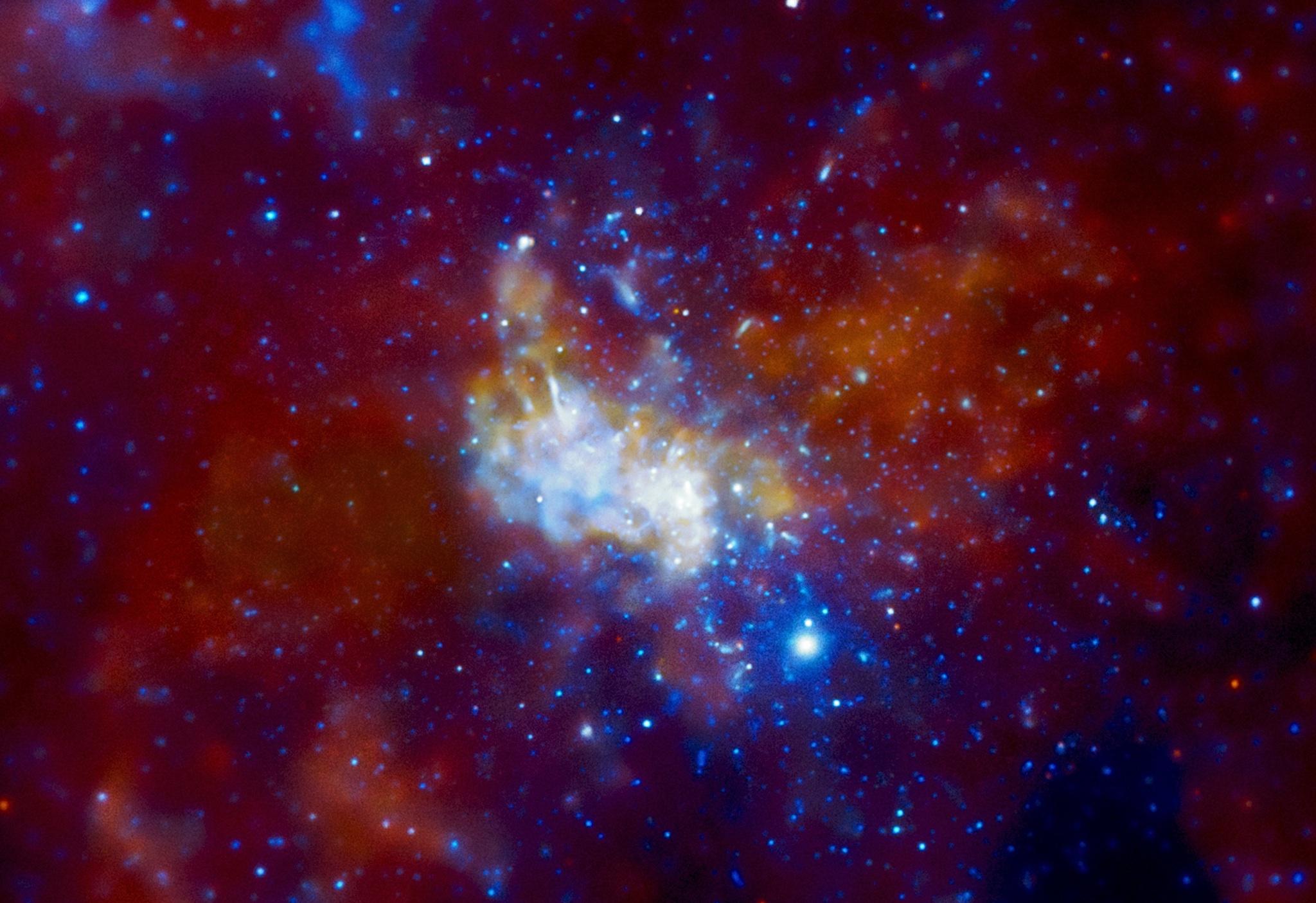 An image from NASA's Chandra X-ray Observatory our galaxy's centre, with its supermassive black hole at the middle
