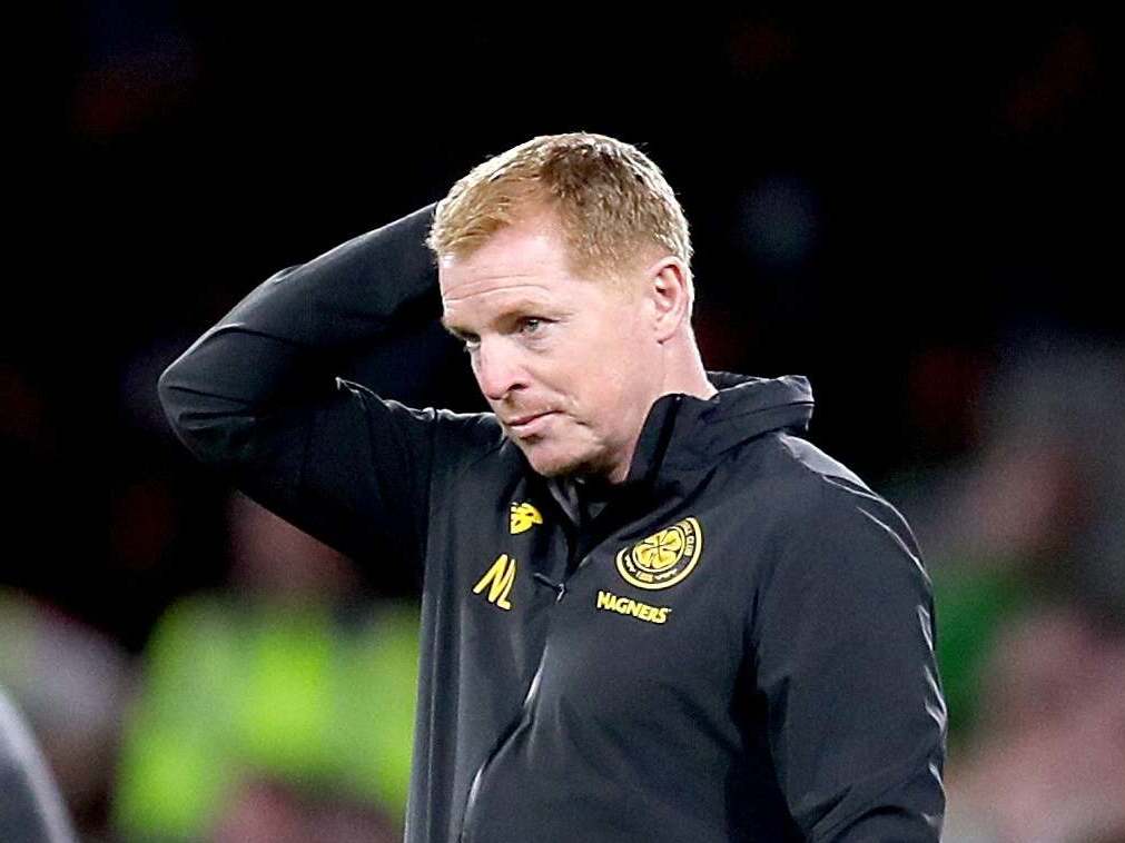 Neil Lennon looks on as Celtic are eliminated from the Champions League